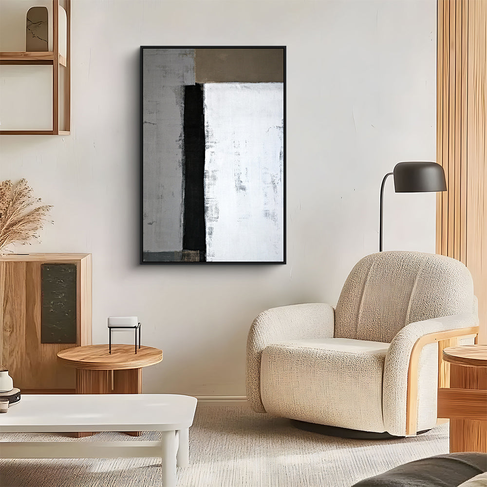 Modern Abstract Black, Gray, And White Canvas Wall Art – A Bold Statement For Contemporary Spaces
