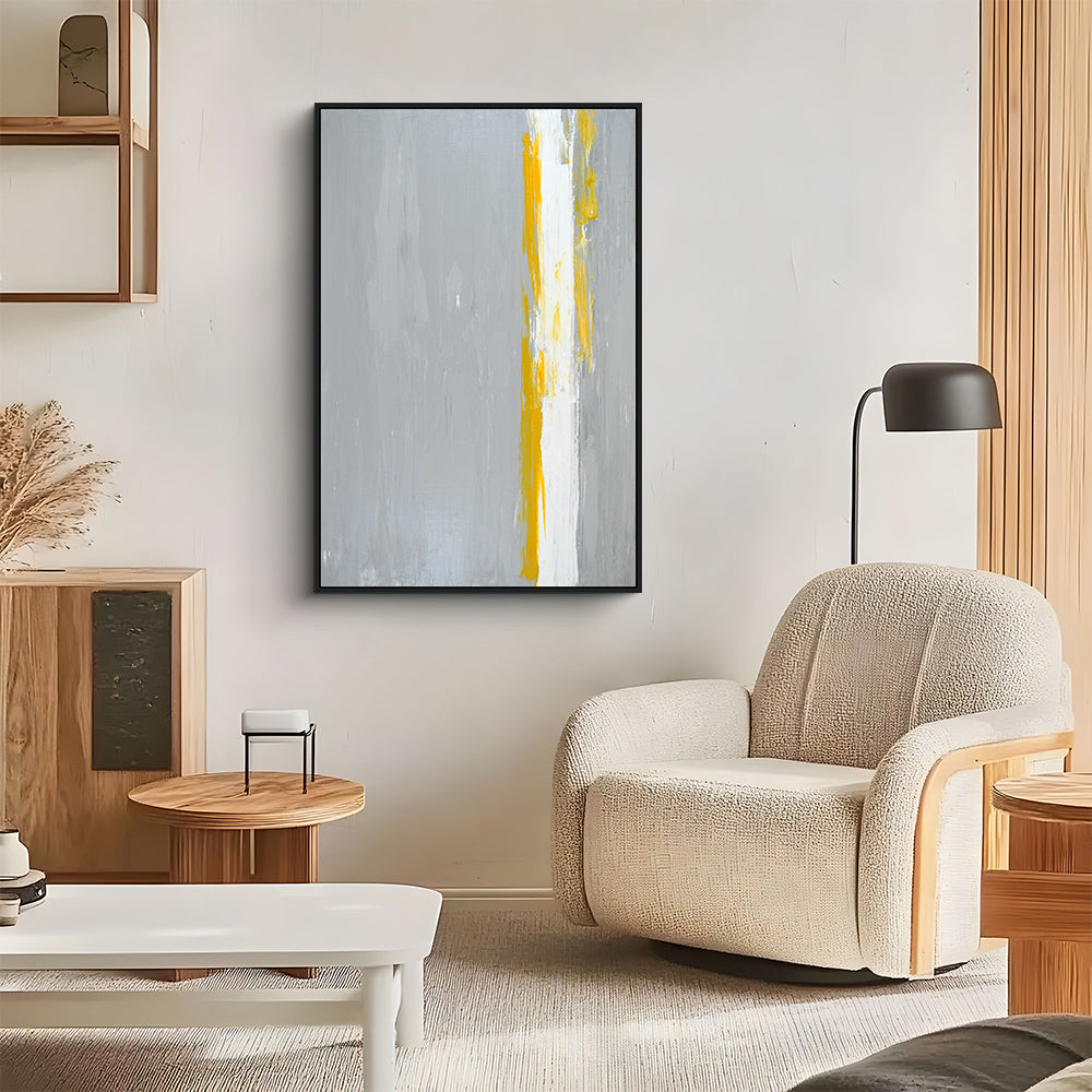 Modern Abstract Gray And Yellow Canvas Wall Art – A Striking Blend Of Elegance And Energy