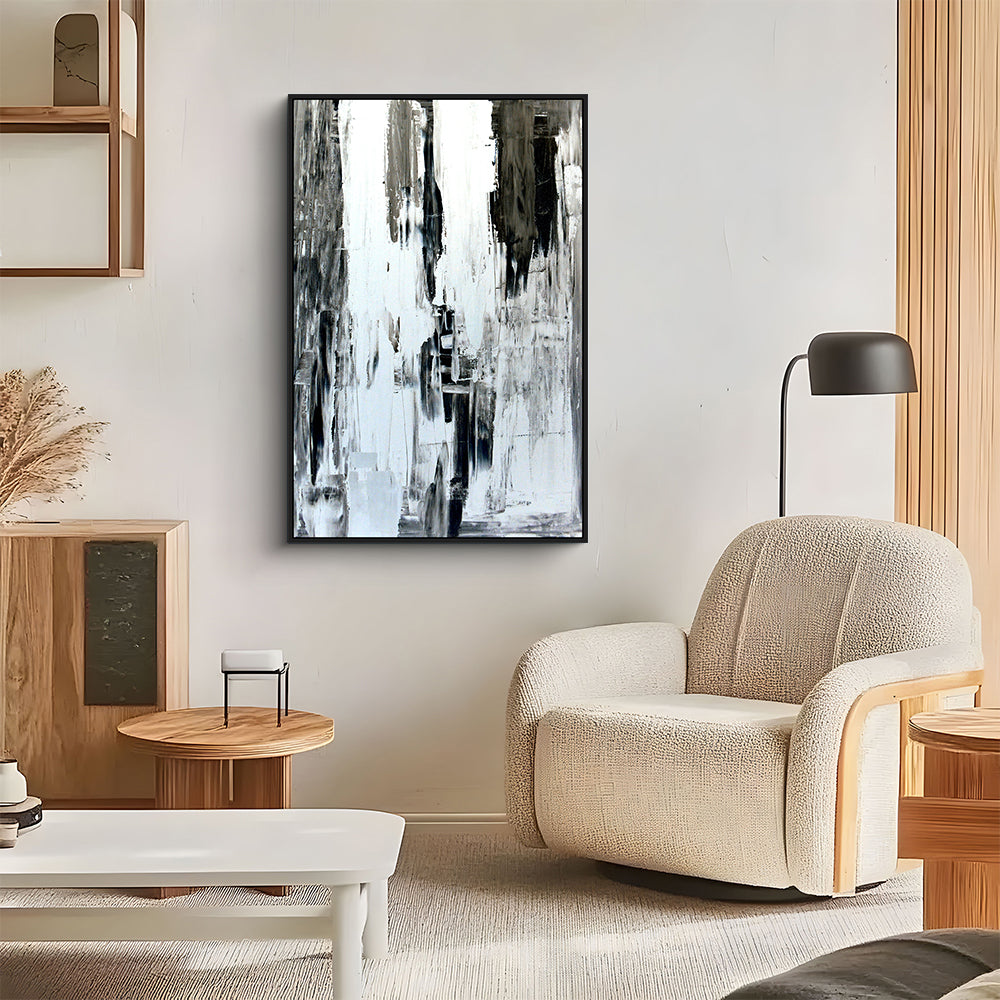 A Bold Statement Of Elegance Black, Gray, And White Canvas Wall Art