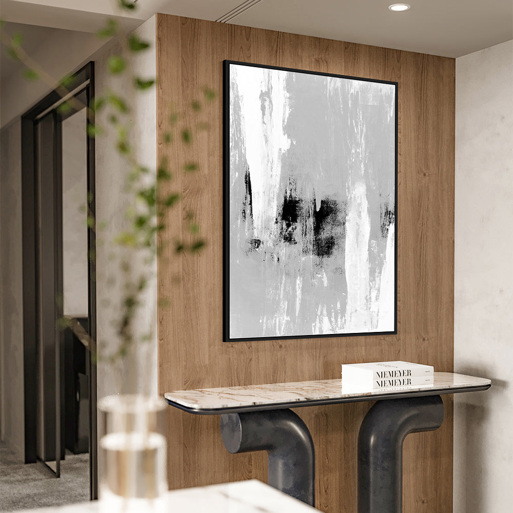 Minimalist Black, Gray, And White Abstract Canvas Wall Art
