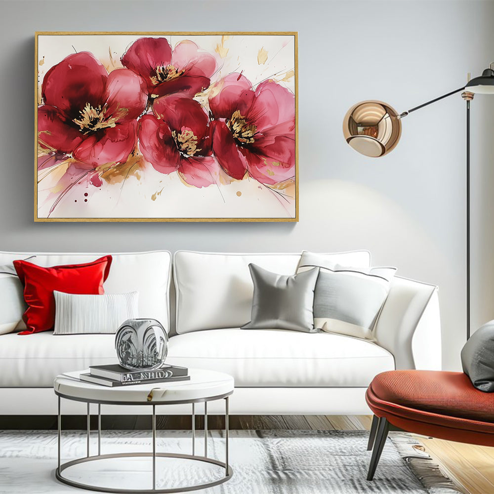 Bold Crimson Blossoms Canvas Wall Art