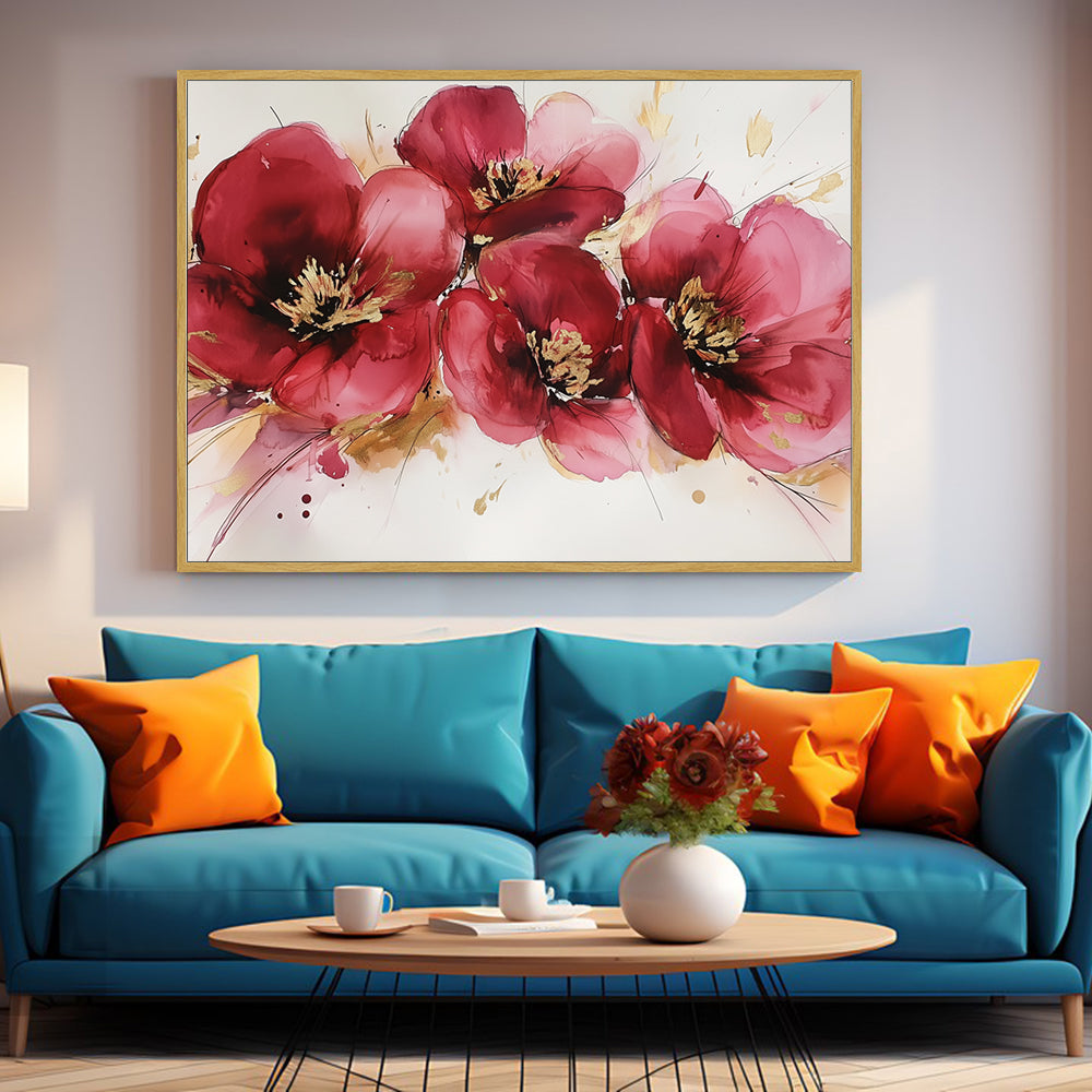 Bold Crimson Blossoms Canvas Wall Art