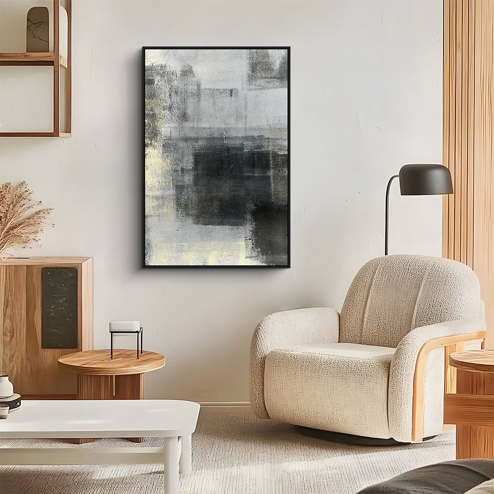 Modern Abstract Black, Gray, And Gold Canvas Wall Art