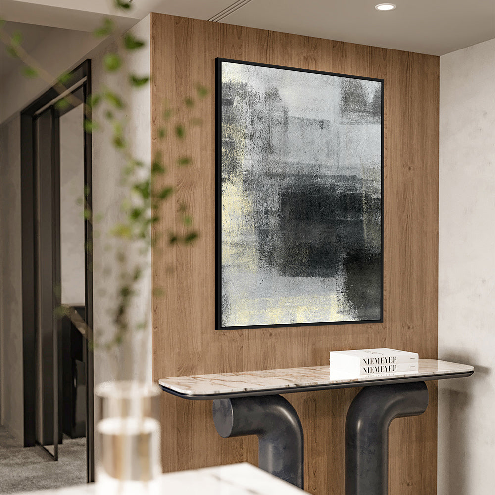 Modern Abstract Black, Gray, And Gold Canvas Wall Art