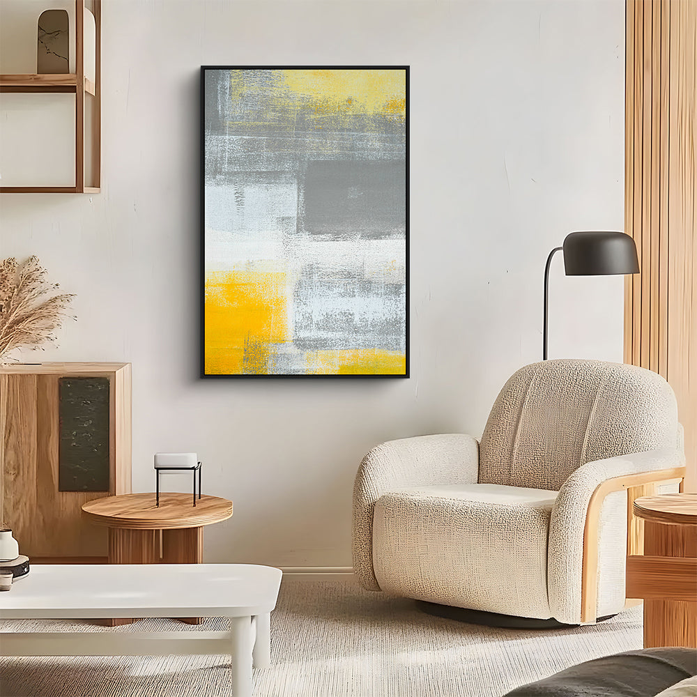Modern Abstract Yellow & Gray Canvas Wall Art