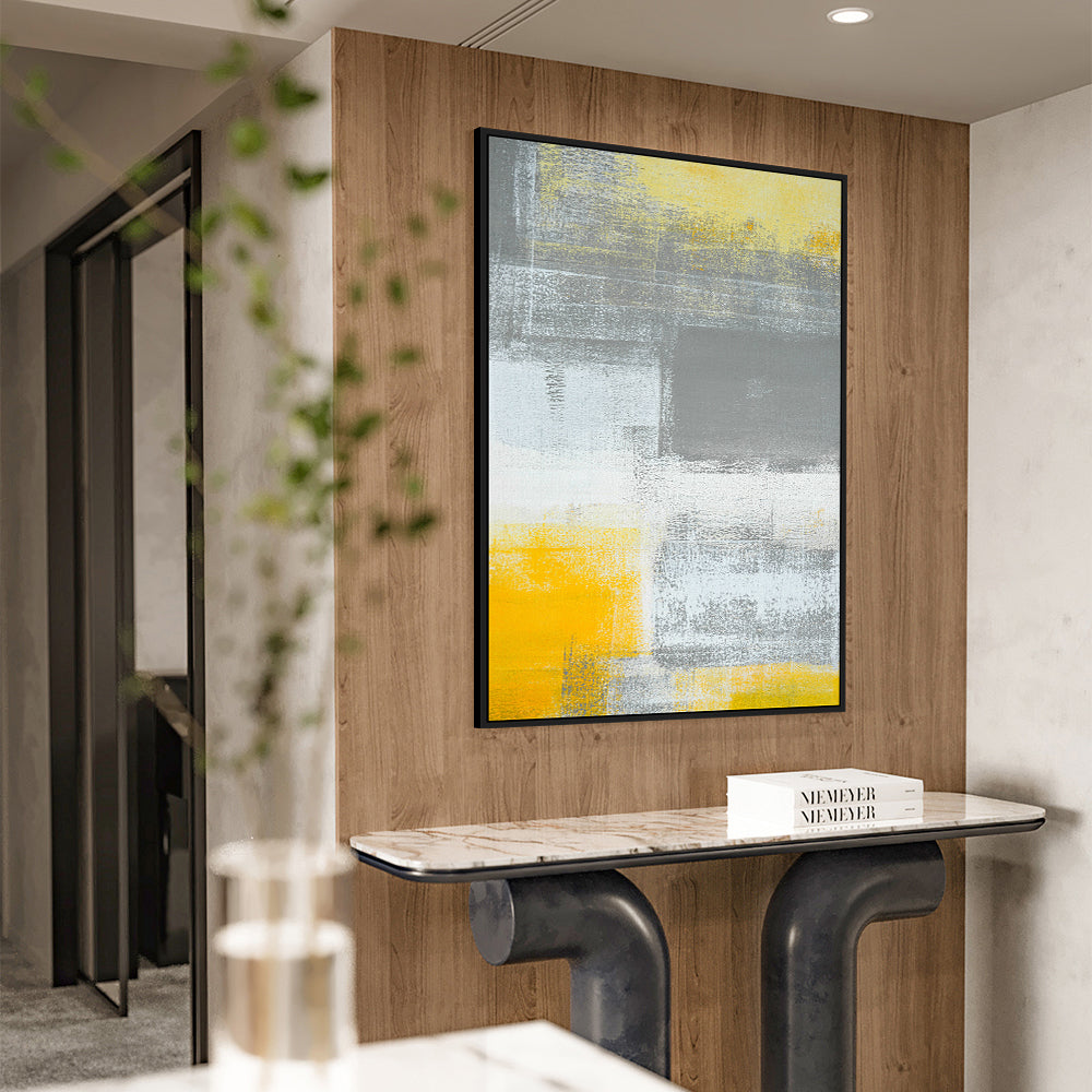 Modern Abstract Yellow & Gray Canvas Wall Art