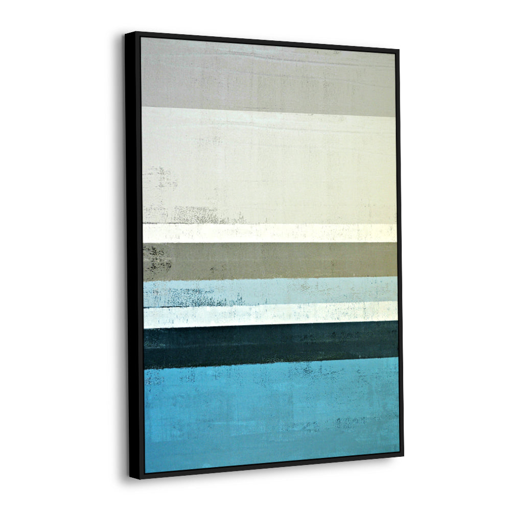 Modern Blue & Neutral Stripes Canvas Wall Art