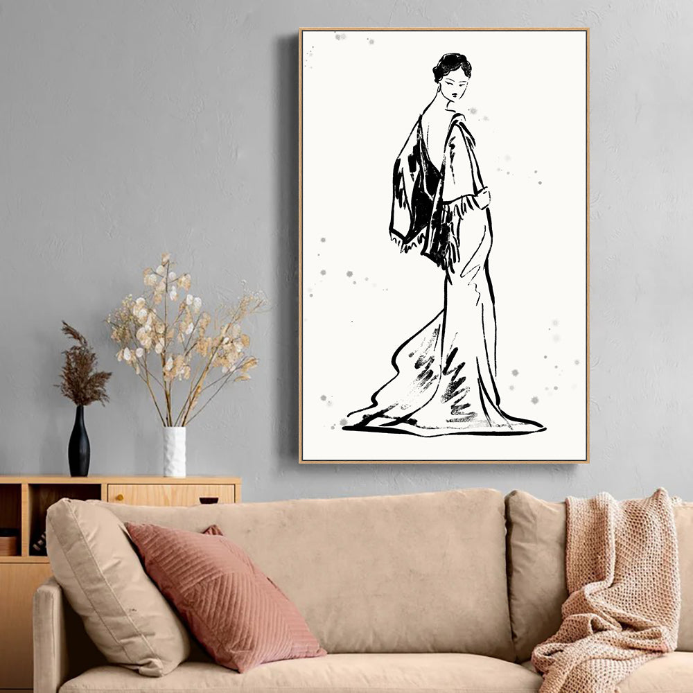 Elegant Fashion Sketch Canvas Wall Art