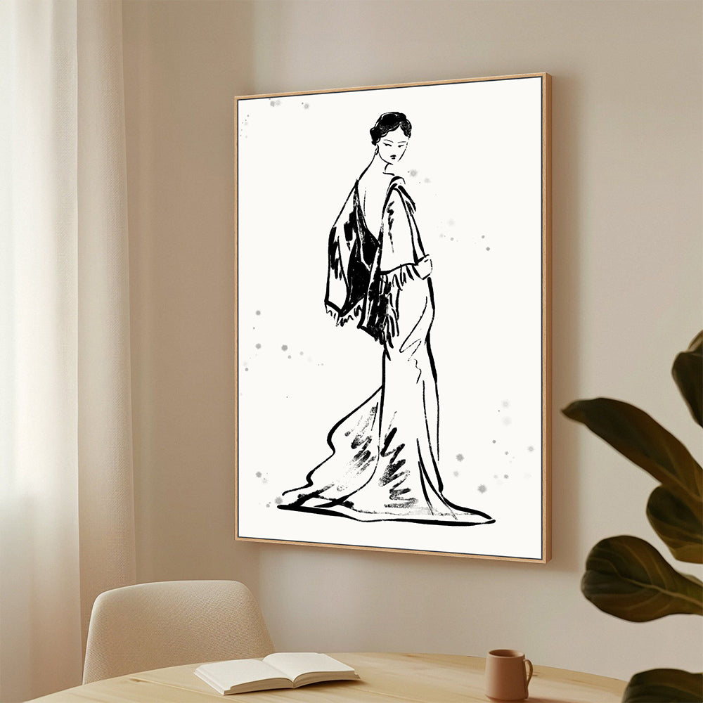 Elegant Fashion Sketch Canvas Wall Art