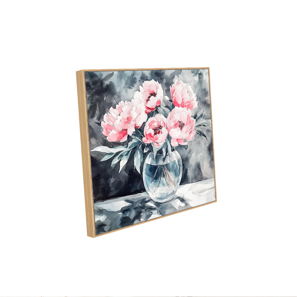 Elegant Peonies In Vase Canvas Wall Art