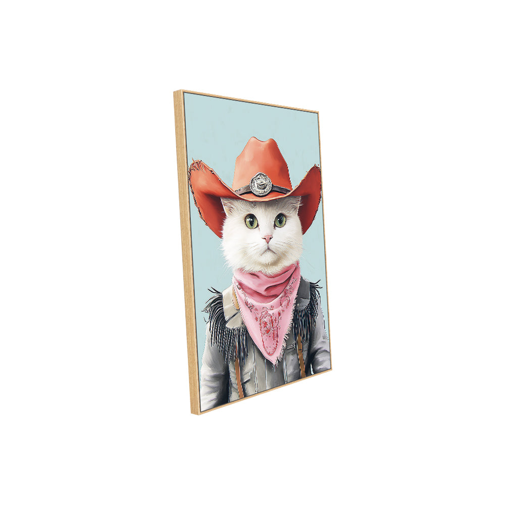 Purrfect Cowboy: Western Cat Canvas Art