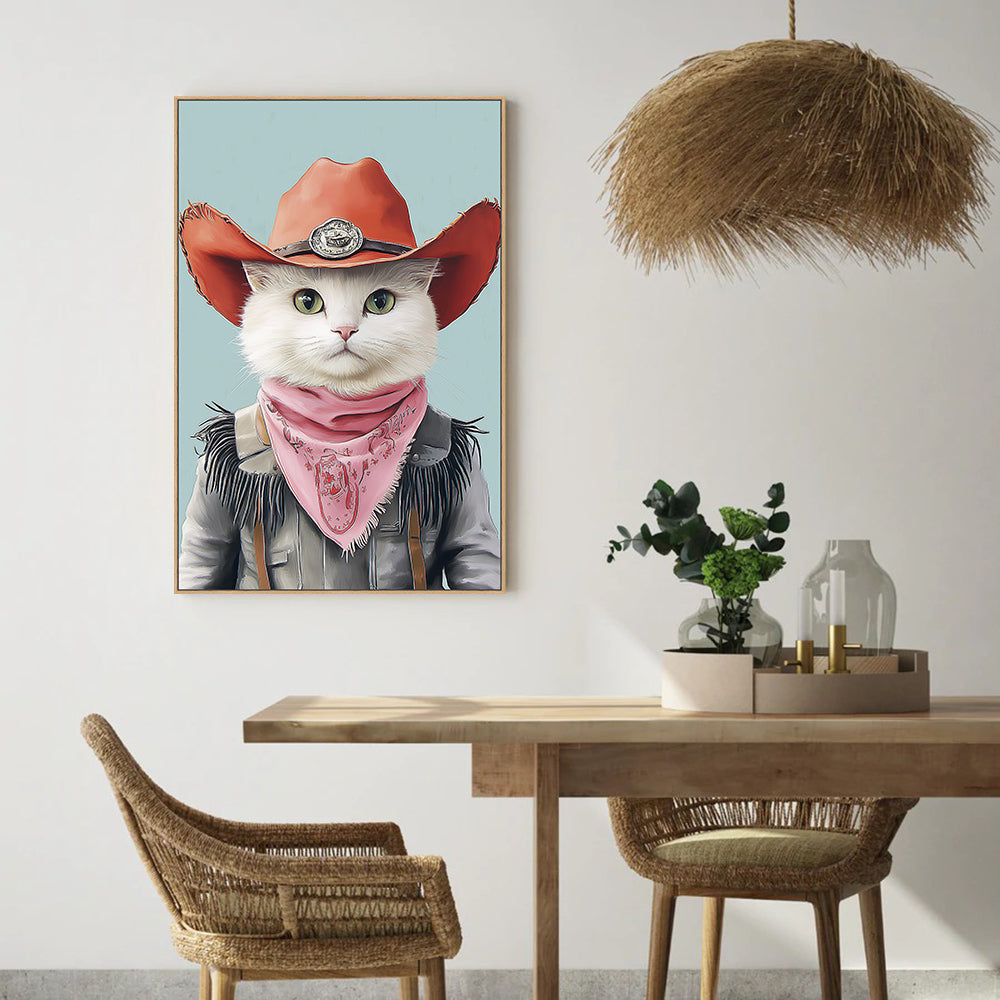 Purrfect Cowboy: Western Cat Canvas Art