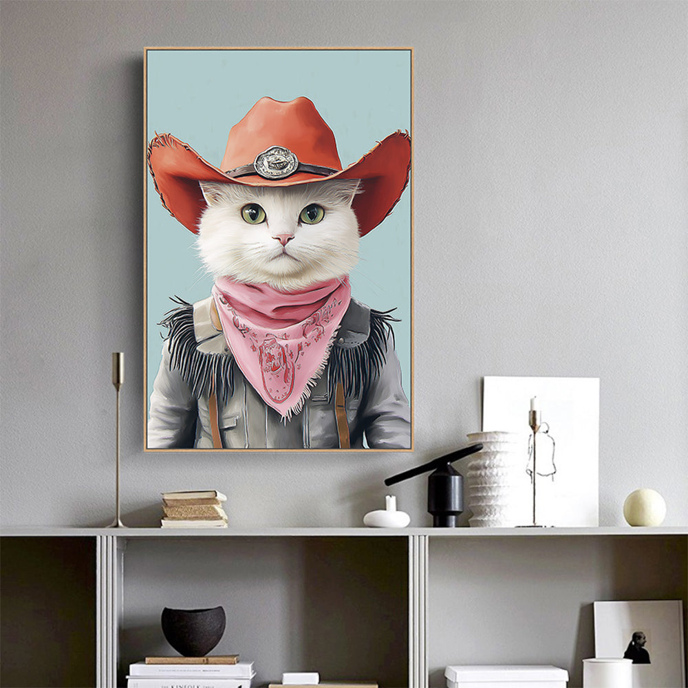Purrfect Cowboy: Western Cat Canvas Art