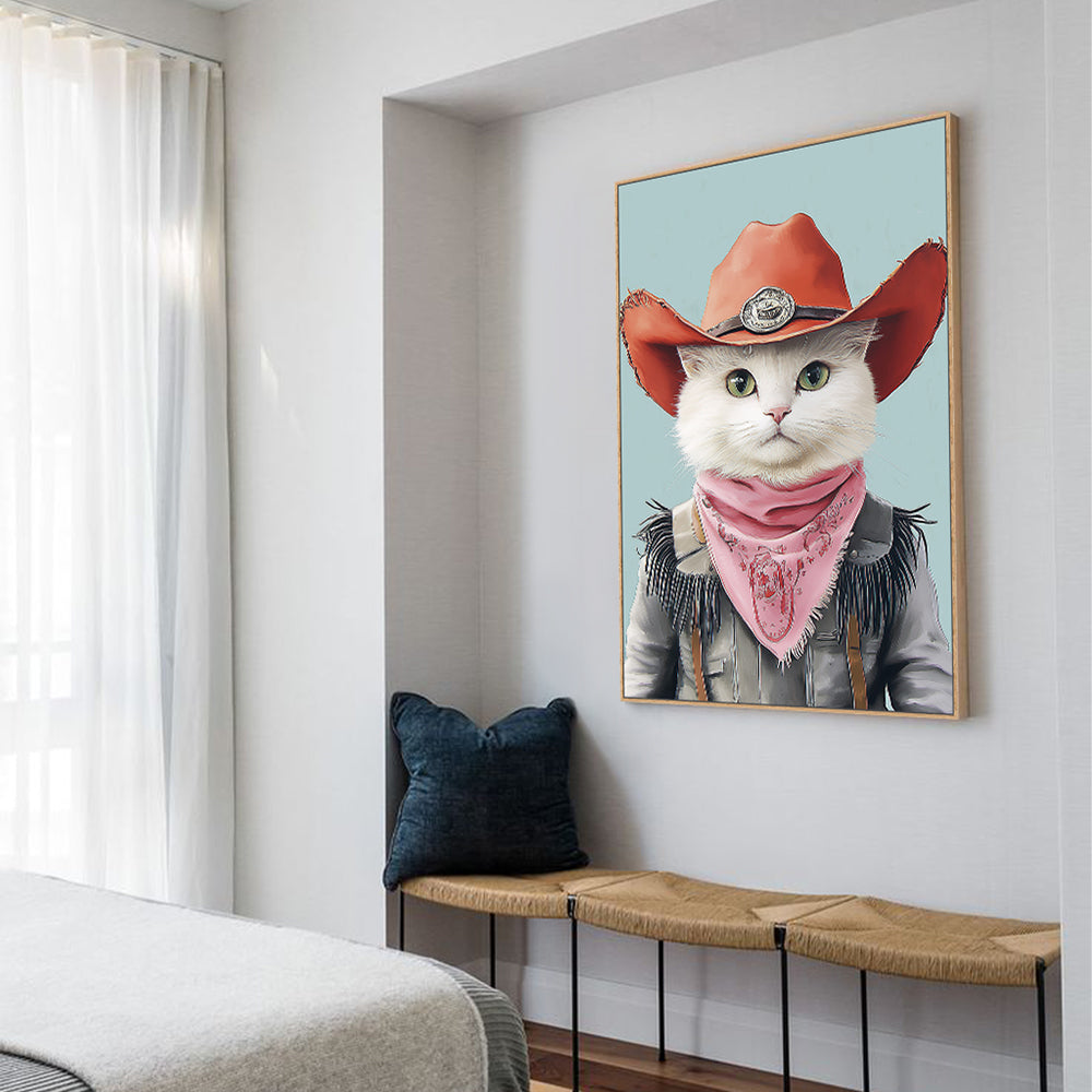 Purrfect Cowboy: Western Cat Canvas Art