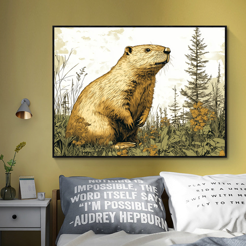 "Groundhog in Nature" Canvas Wall Art