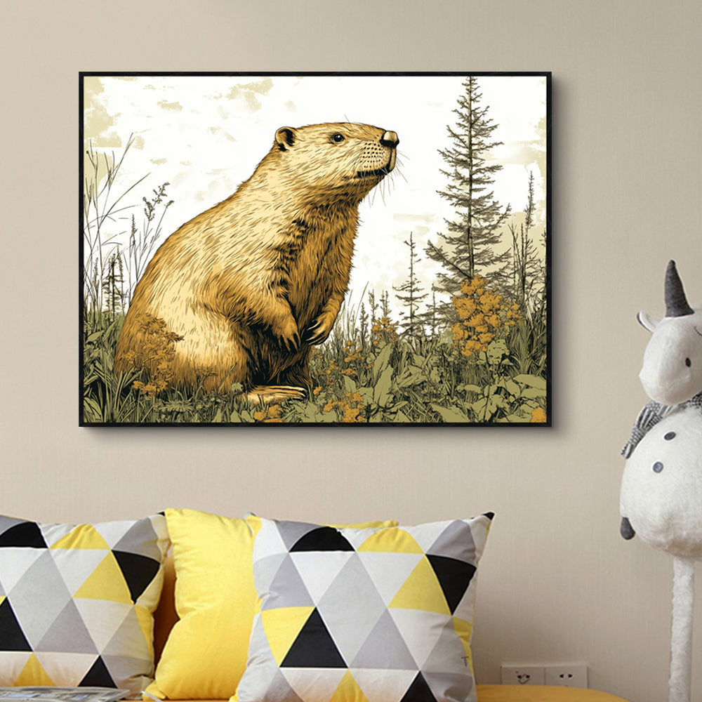 "Groundhog in Nature" Canvas Wall Art