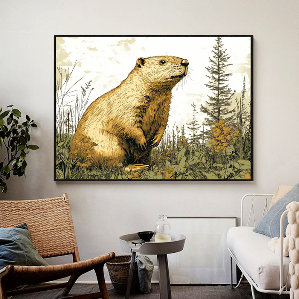 "Groundhog in Nature" Canvas Wall Art