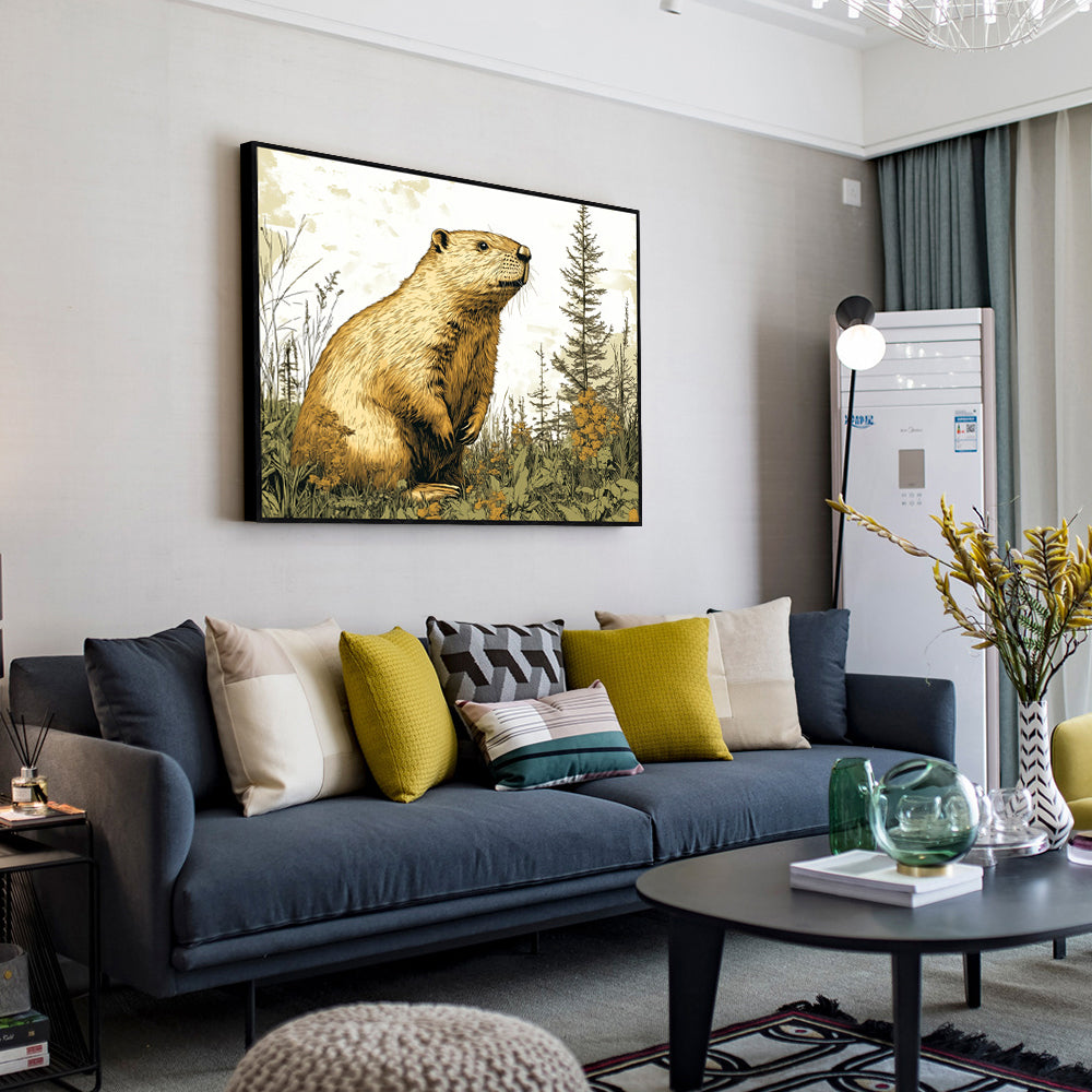 "Groundhog in Nature" Canvas Wall Art