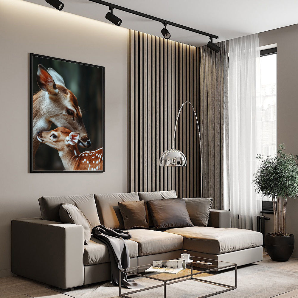 Gentle Bond: Deer and Fawn Canvas Wall Art