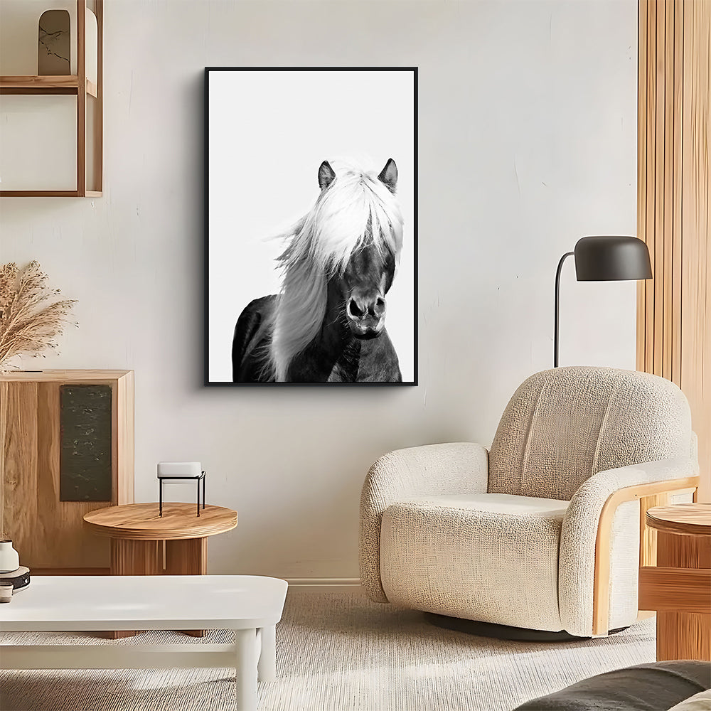 Black And White Majestic Horse Canvas Wall Art