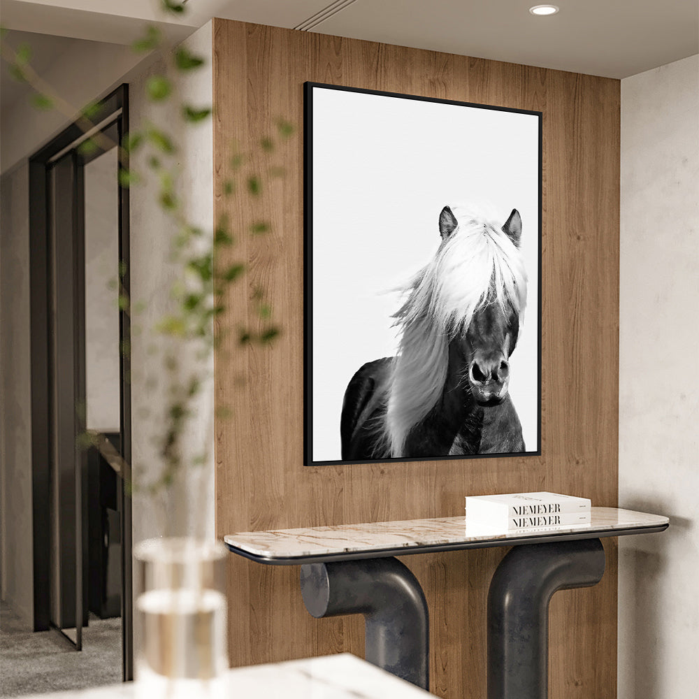 Black And White Majestic Horse Canvas Wall Art