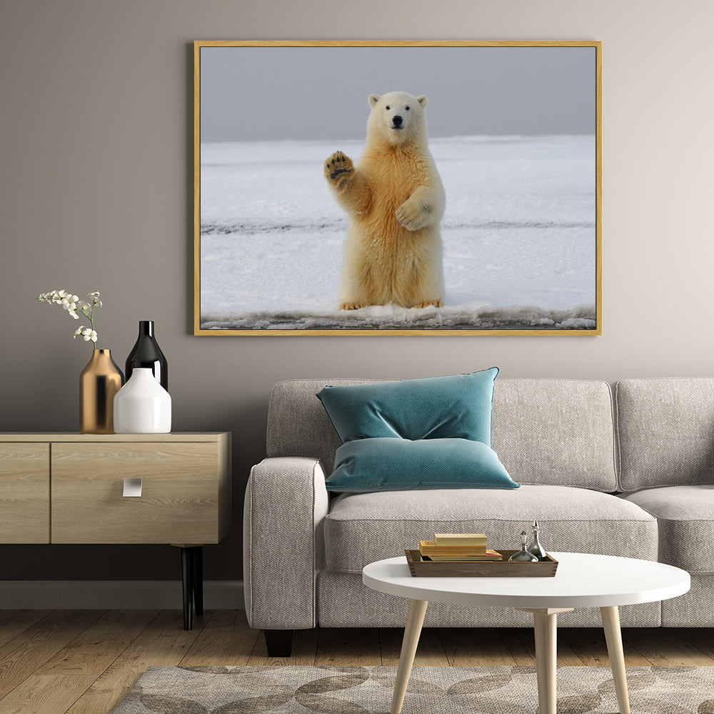Polar Bear Greetings - Wildlife Canvas Wall Art