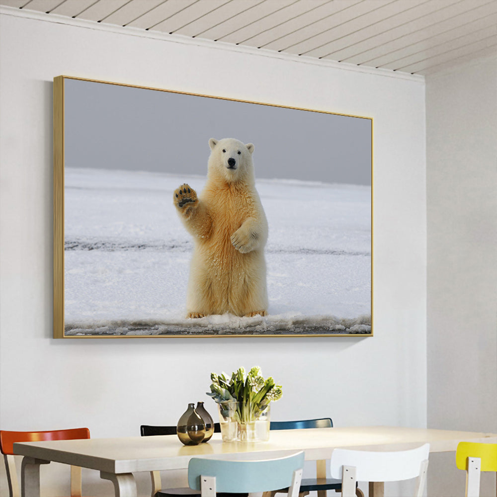 Polar Bear Greetings - Wildlife Canvas Wall Art