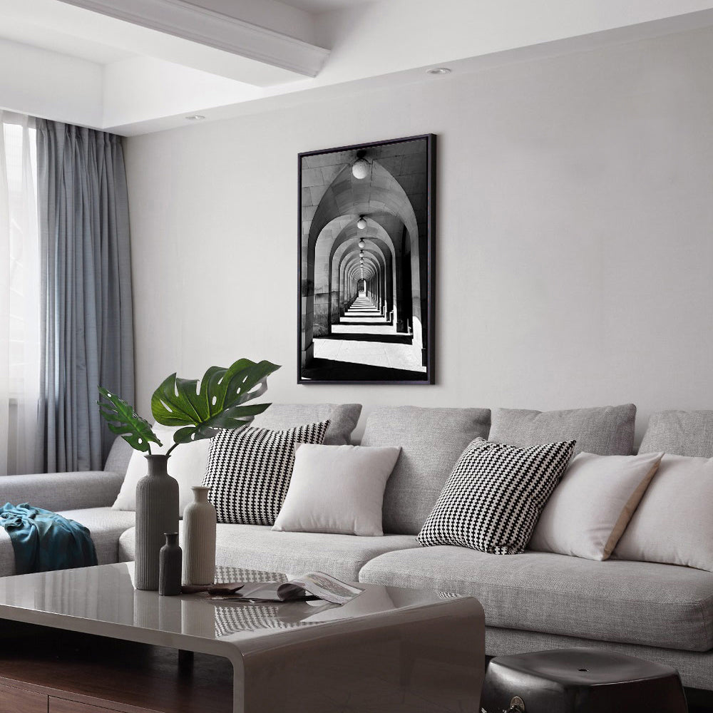 Endless Arches – Black And White Architectural Canvas Wall Art