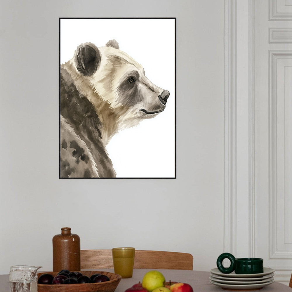 Elegant Bear Profile - Minimalist Canvas Wall Art