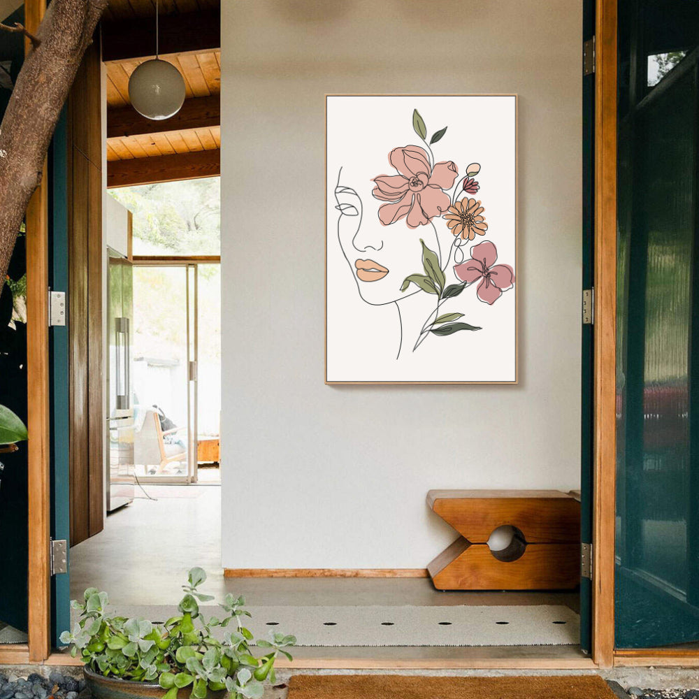 Floral Line Art Canvas Wall Art