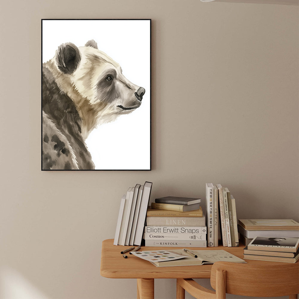 Elegant Bear Profile - Minimalist Canvas Wall Art