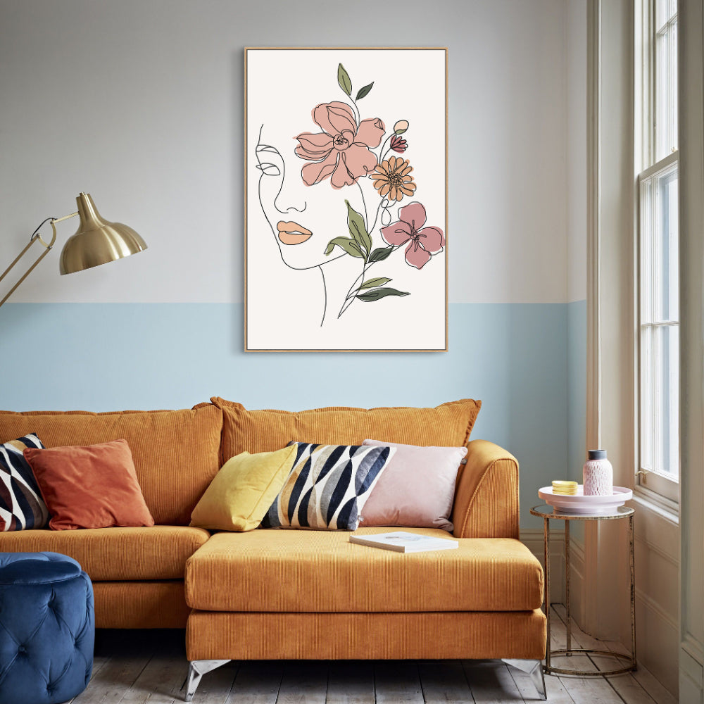 Floral Line Art Canvas Wall Art