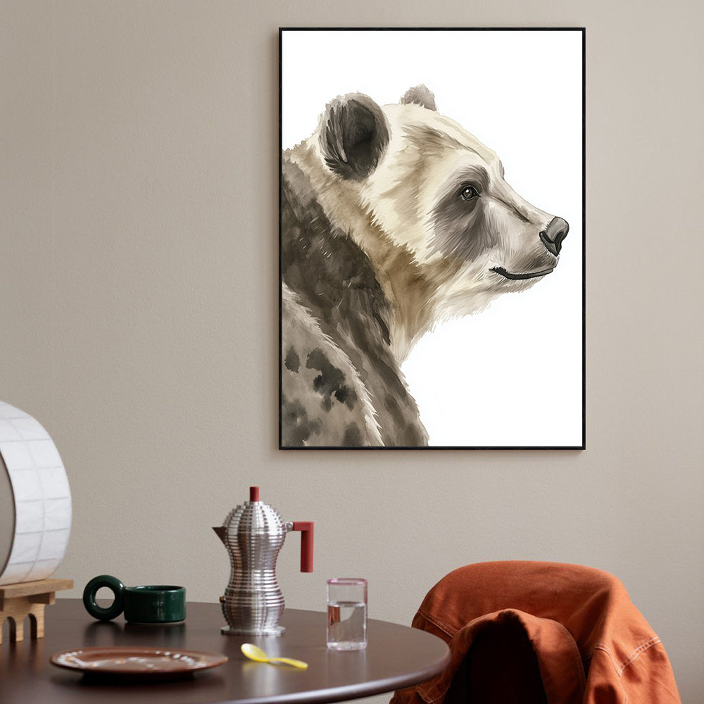 Elegant Bear Profile - Minimalist Canvas Wall Art