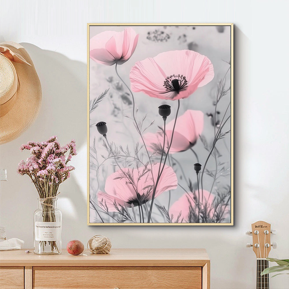 "Delicate Pink Poppies" – Graceful Elegance For Any Room - Canvas Wall Art