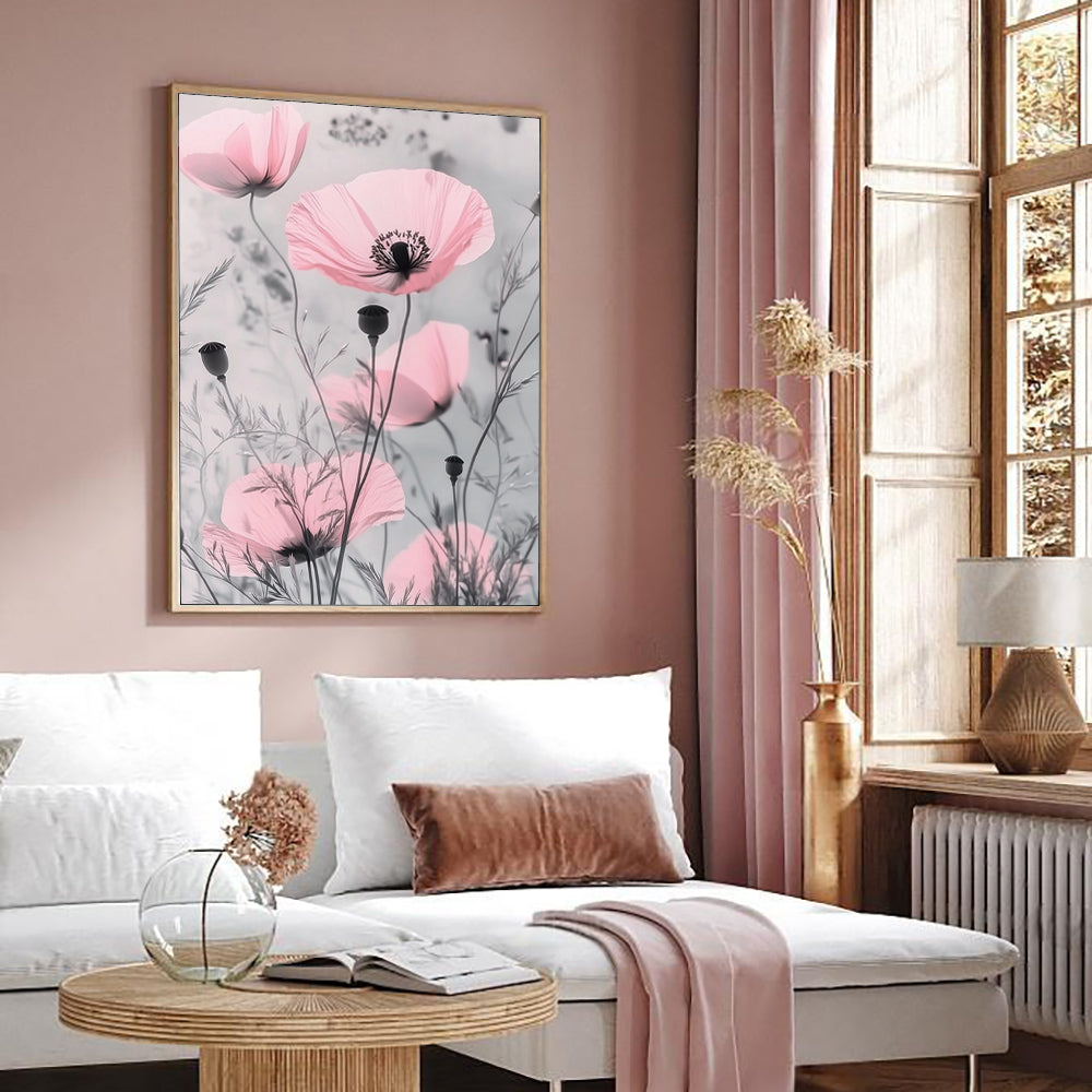 "Delicate Pink Poppies" – Graceful Elegance For Any Room - Canvas Wall Art