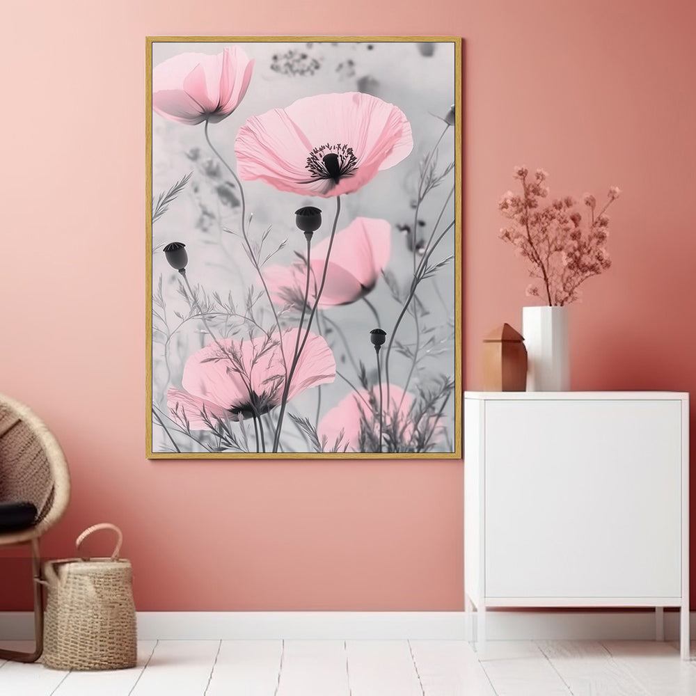 "Delicate Pink Poppies" – Graceful Elegance For Any Room - Canvas Wall Art