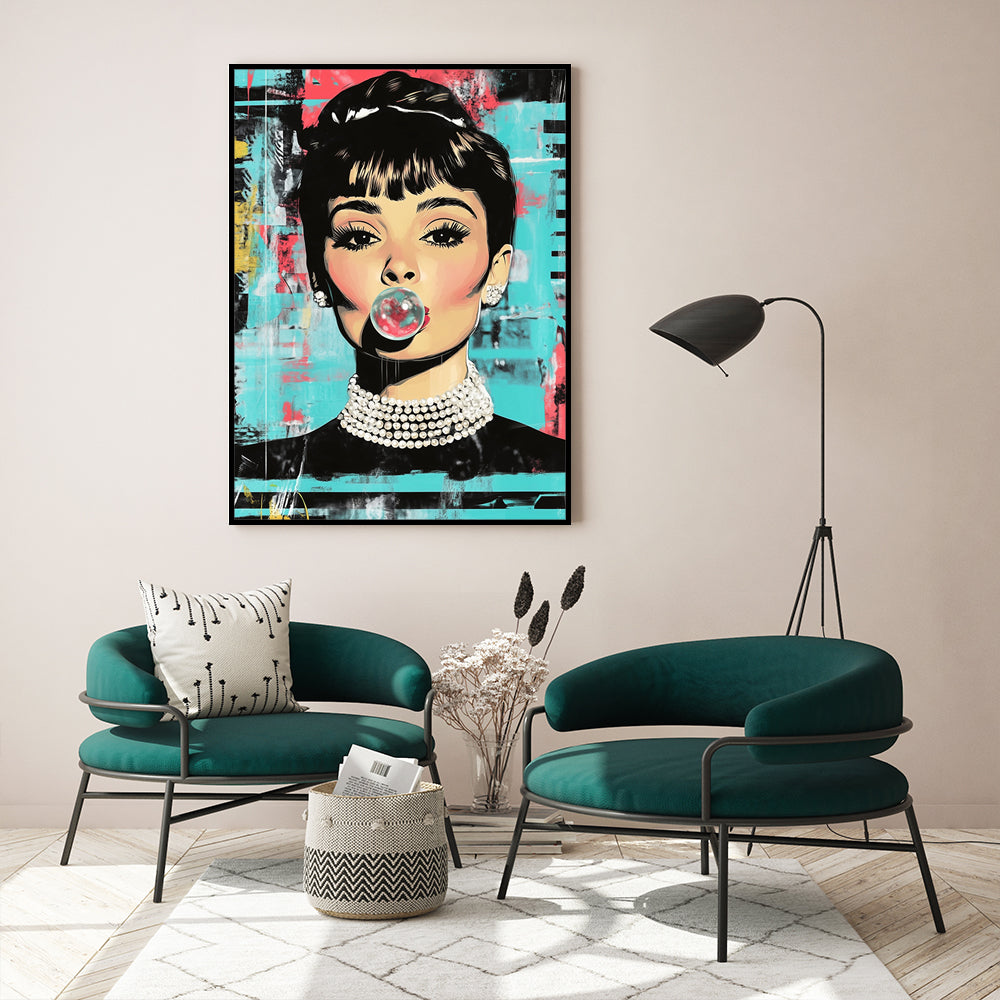 "Chic Pop Art Audrey" – Iconic Elegance Meets Modern Flair - Canvas Wall Art