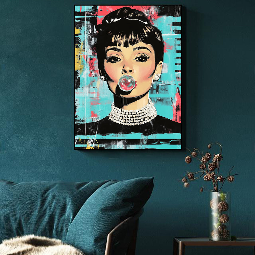"Chic Pop Art Audrey" – Iconic Elegance Meets Modern Flair - Canvas Wall Art