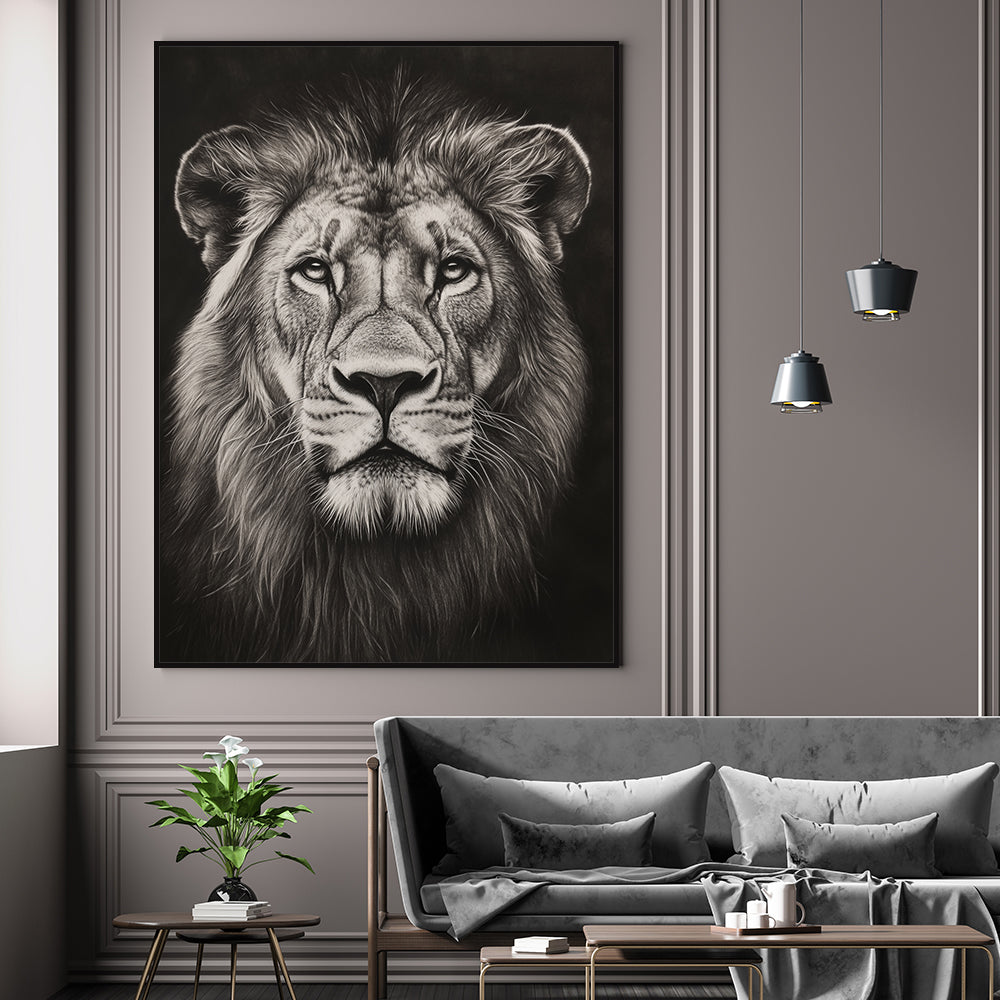 "Majestic Lion Portrait" – A Symbol Of Strength And Elegance -Canvas Wall Art