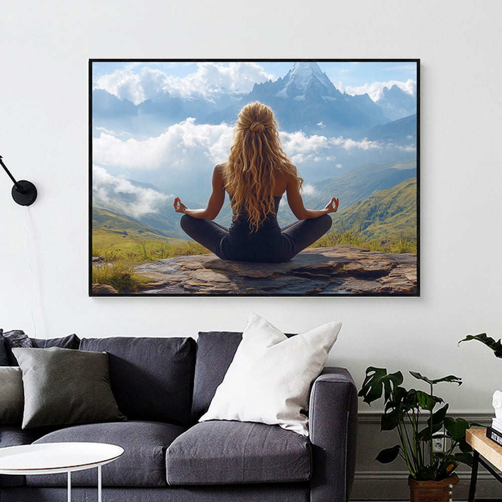 Serenity in Meditation - Mountain Retreat Canvas Wall Art