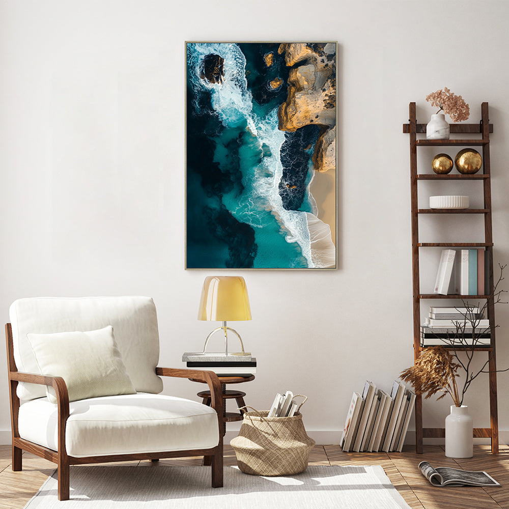 Ocean Waves Aerial Canvas Wall Art