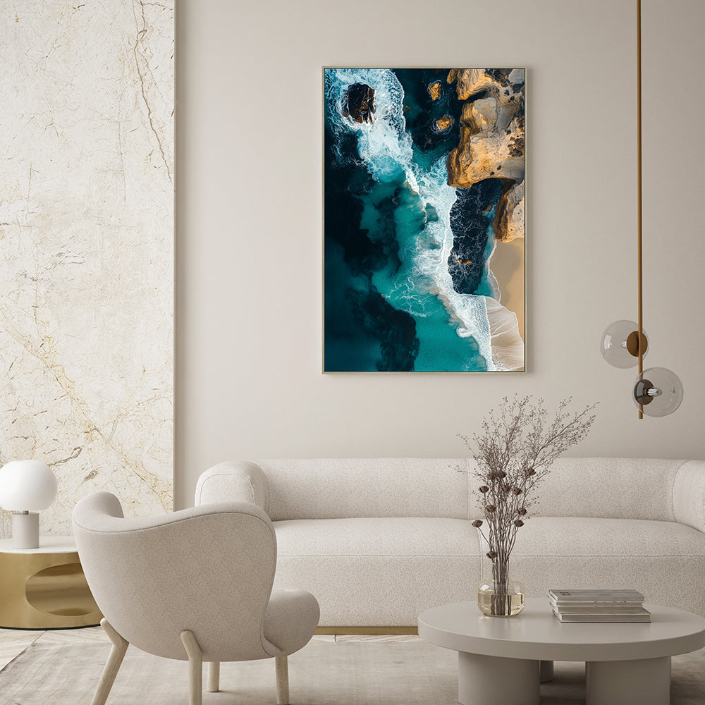 Ocean Waves Aerial Canvas Wall Art