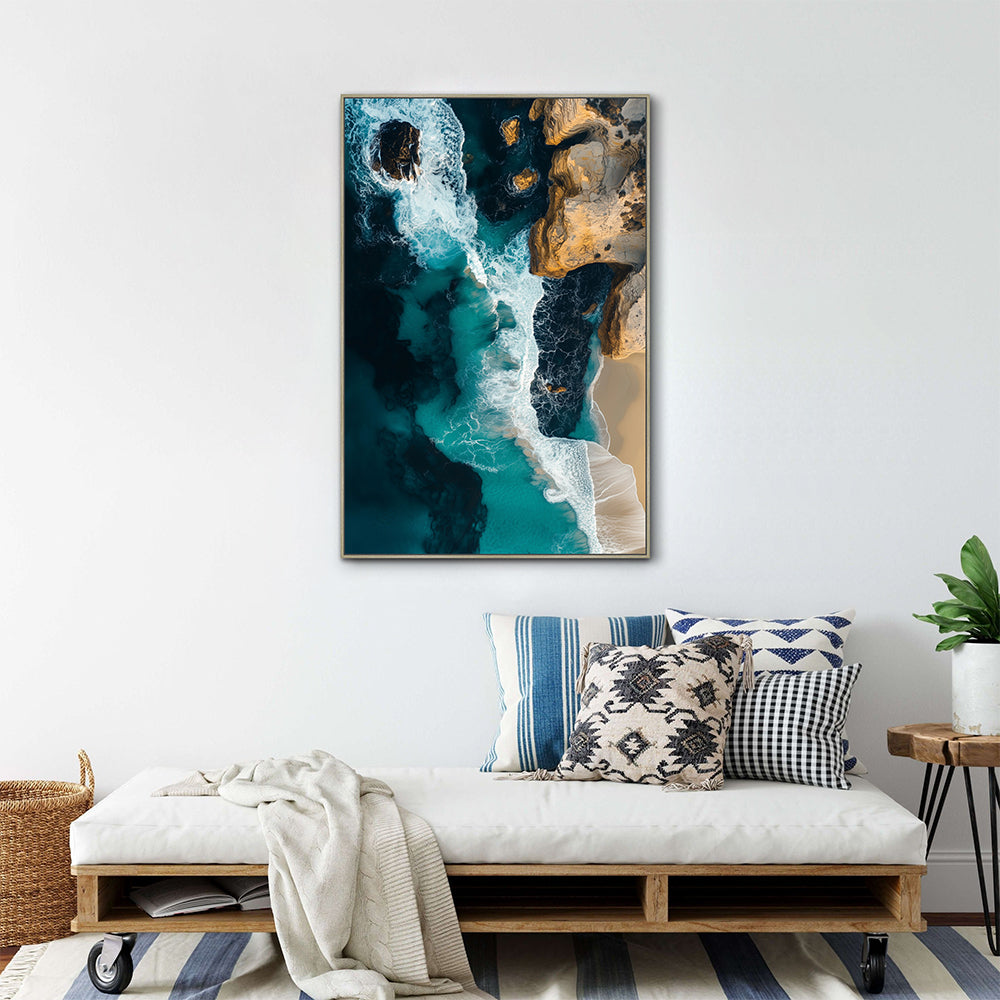 Ocean Waves Aerial Canvas Wall Art