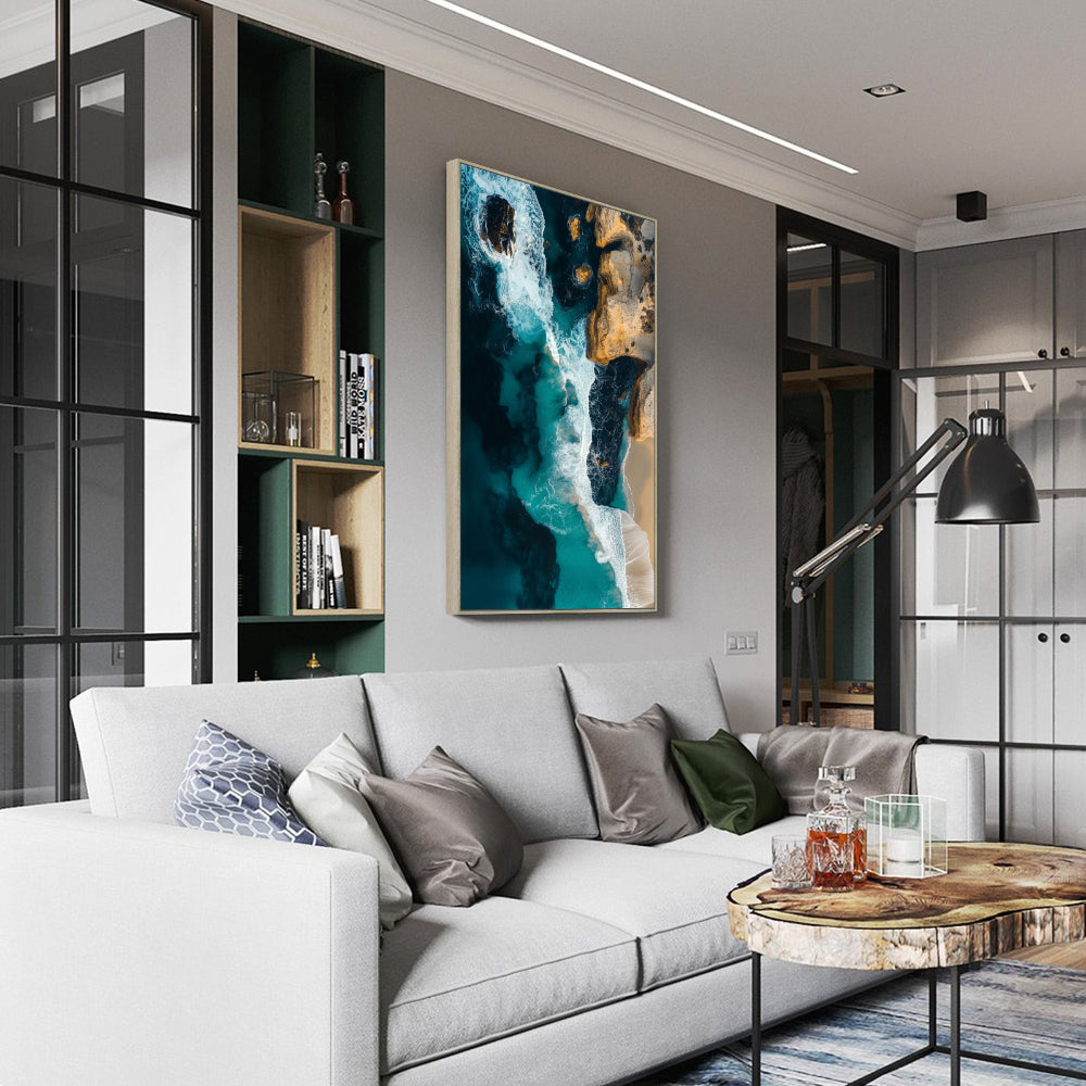 Ocean Waves Aerial Canvas Wall Art