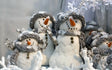 Cozy Snowman Family Canvas Wall Art