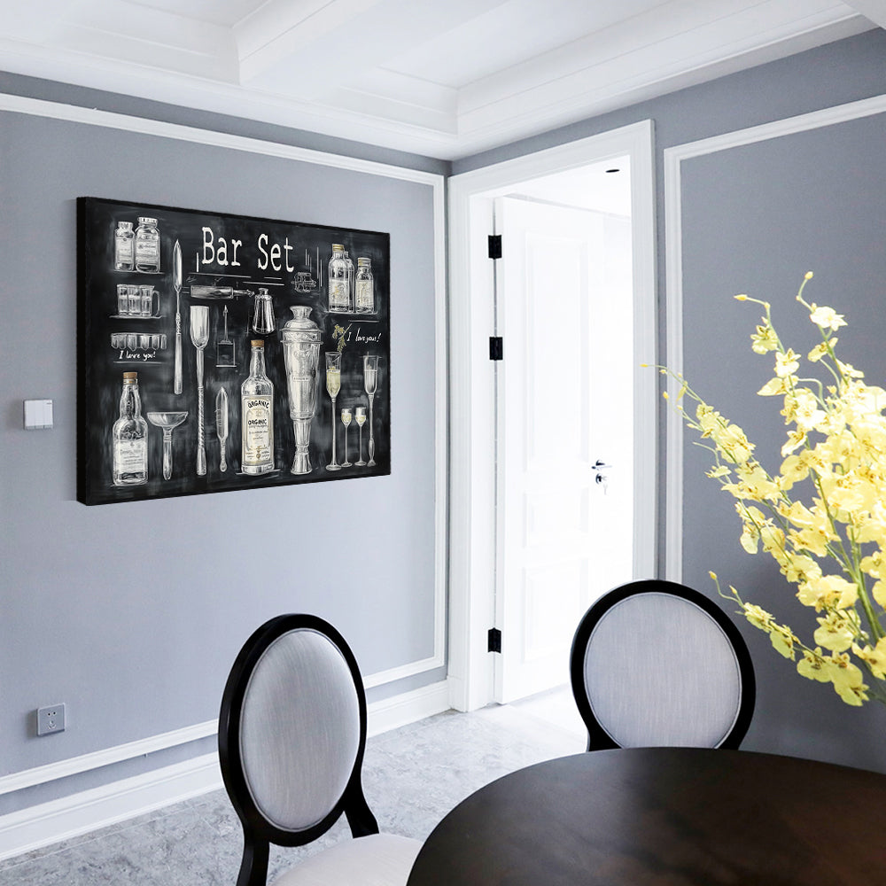 "Vintage Bar Essentials" Canvas Wall Art