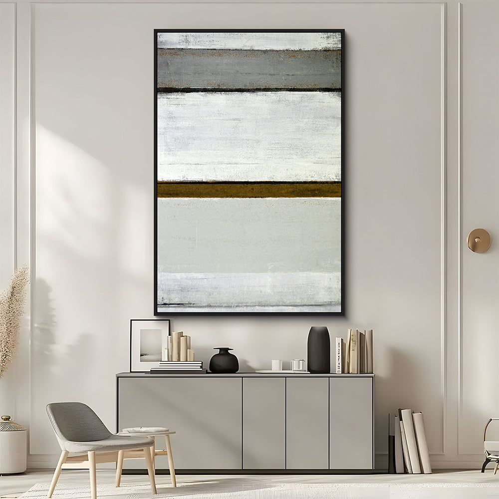 Abstract Minimalist With Bold Gold Stripe Canvas Wall Art