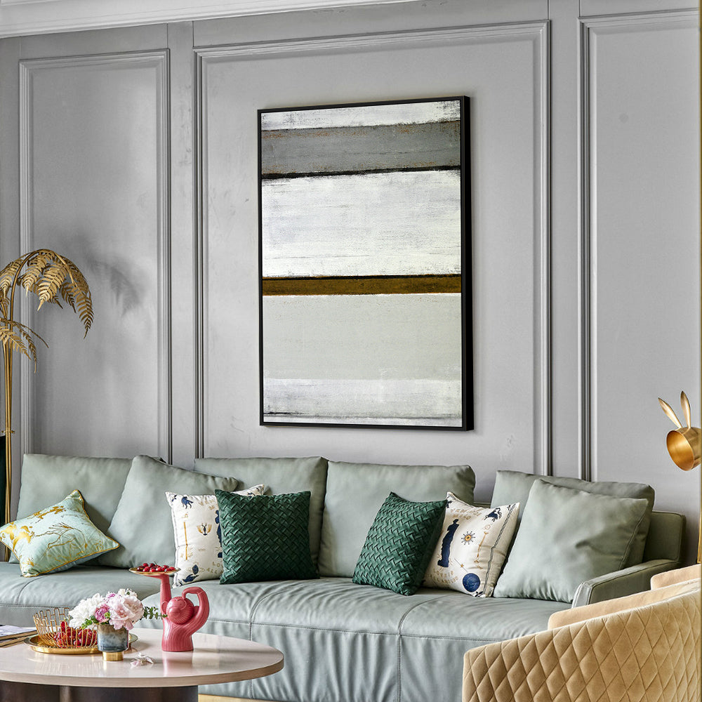 Abstract Minimalist With Bold Gold Stripe Canvas Wall Art