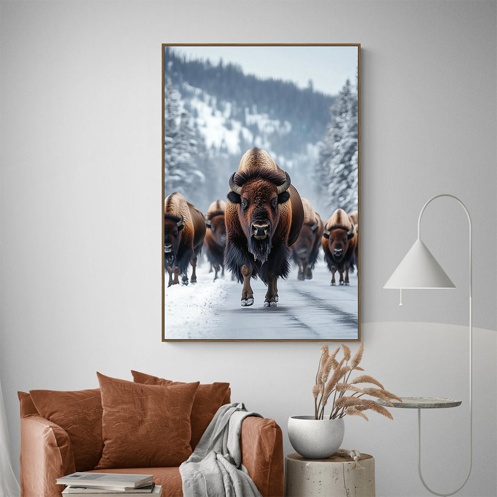 Majestic Winter Bison Canvas Wall Art