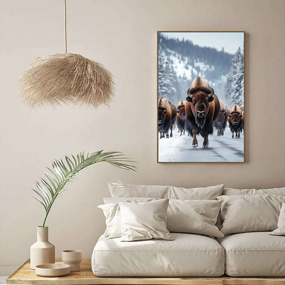 Majestic Winter Bison Canvas Wall Art